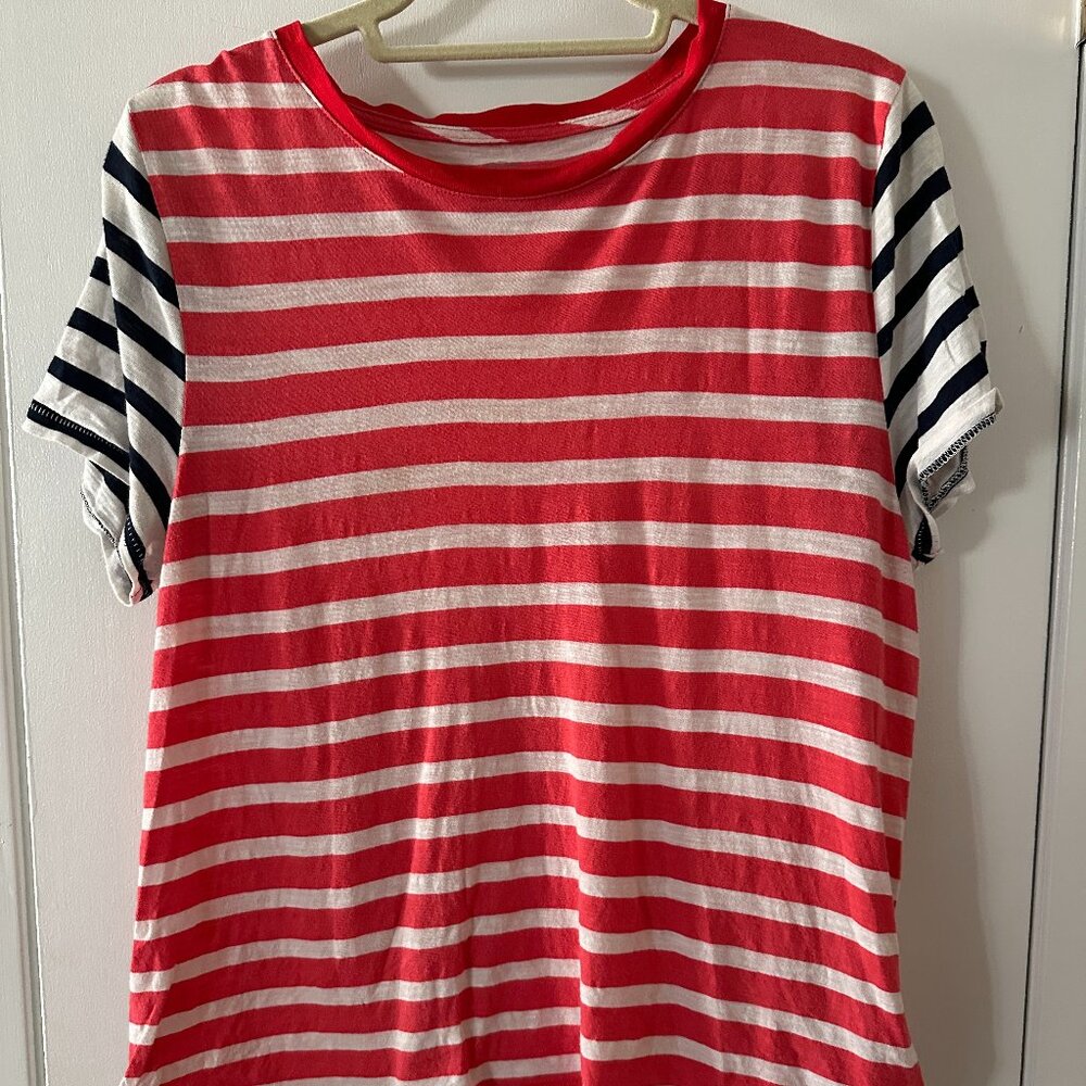 Jcrew Striped T-Shirt Pink & Blue Womens Size Large, Vintage Cotton